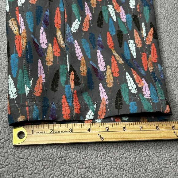 Shredly Shorts Womens 4 Gray Feather Print Mountain Bike Cycling Trail Pockets - Picture 12 of 12
